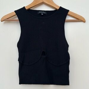 Ribbed Crop Top with Cutout